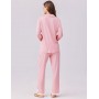 Womens Pajamas Set Long Sleeve Sleepwear Button Down Lounge Set 2 Pieces Soft Nightwear Lace Pjs Set