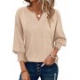  Women's 3/4 Sleeve V Neck T Shirts Ruffle Sleeve Summer Casual Tops