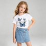 Girls Clothes 2PCS Butterfly Print Short Sleeve T-Shirt Denim Skirt Shorts Set Teen Tween Girls Summer Outfits Set