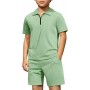 Boys 2 Piece Summer Outfits Kids Quarter Zip Polo Shirt and Shorts Set Athletic Tracksuit 5-14 Years